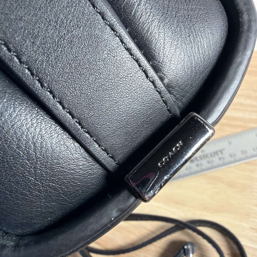 Coach Swagger 17 Black Butterfly Applique Genuine Leather Crossbody Bag Purse - Picture 7 of 16
